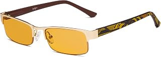 Eyekepper Computer Gaming Reading Glasses with Optical Quality Half-rim Frame and Anti Fatigue Anti Radiation Anti Glare UV400 Reduces Eyestrain-96.9% Blue Light Blocking Orange Tinted Small Lens-Sleep Better Readers Men Women(Gold/Brown, +2.00)