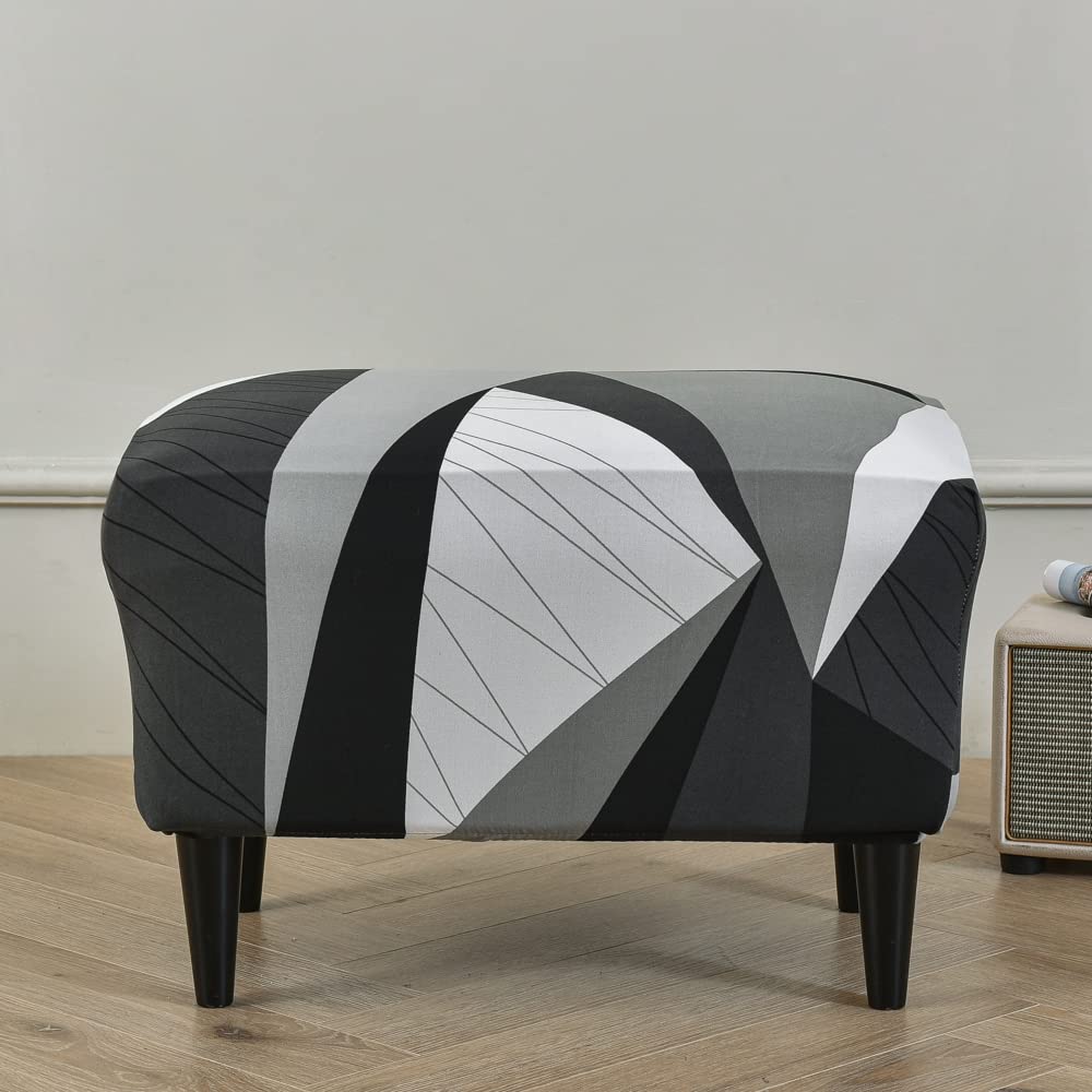 Copertura Elasticizzata Per Ottomana E Pouf - Motivo Intrecciato Jacquard - Fondo Antiscivolo - Taglia Grande, Marrone Scuro - 71x58 Cm A 94x78 Cm