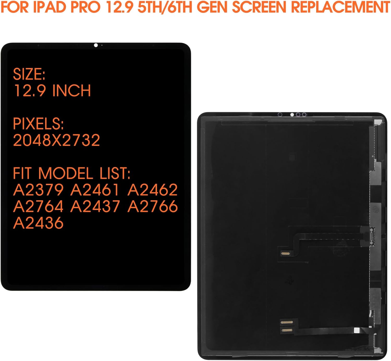 AGCUT Original for iPad Pro 12.9 5th/6th Gen Screen Replacement for iPad Pro 12.9 5th 2021/ 6th 2022 LCD Display A2764 A2437 A2766 A2436 A2379 A2461 A2462 LCD Touch Screen Assembly Repair Parts