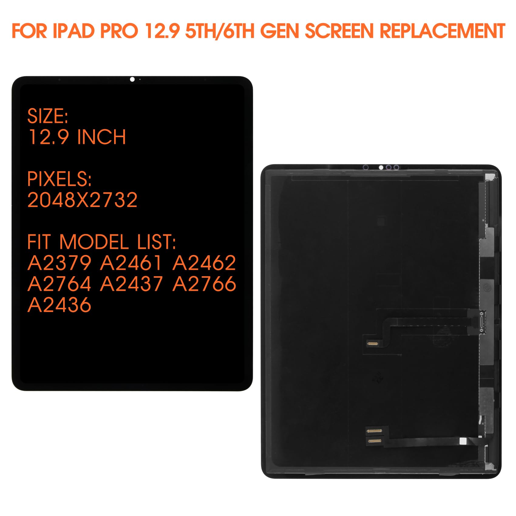 Original for iPad Pro 12.9 5th/6th Gen Screen Replacement for iPad Pro 12.9 5th 2021/ 6th 2022 LCD Display A2764 A2437 A2766 A2436 A2379 A2461 A2462 LCD Touch Screen Assembly Repair Parts