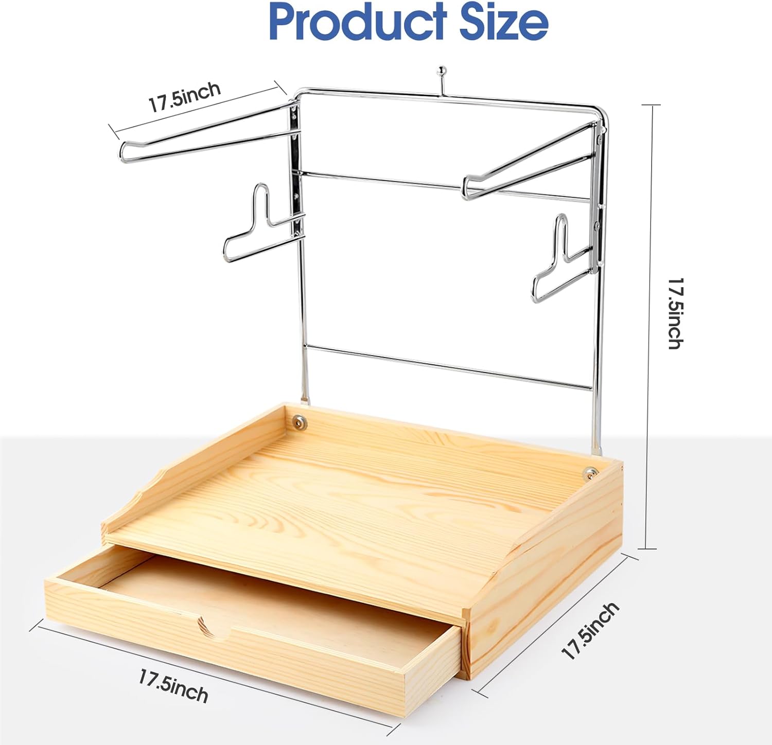 Plastic Grocery Bag Holder, Durable Chrome T-shirt Bag Rack with Wooden Drawer Box, Plastic Bag Organizer for Grocery Store, Supermarket, Kitchen, Restaurant