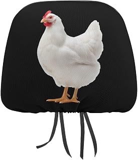White Chicken Car Headrest Covers Universal Fit Seat Head Rest Protector Auto Interior Accessories