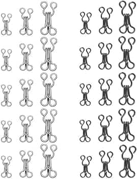 Lot De 30 Crochets De Couture Et Œillets - Pour Réparation De Vêtements - Noir, Blanc, Gunmetal