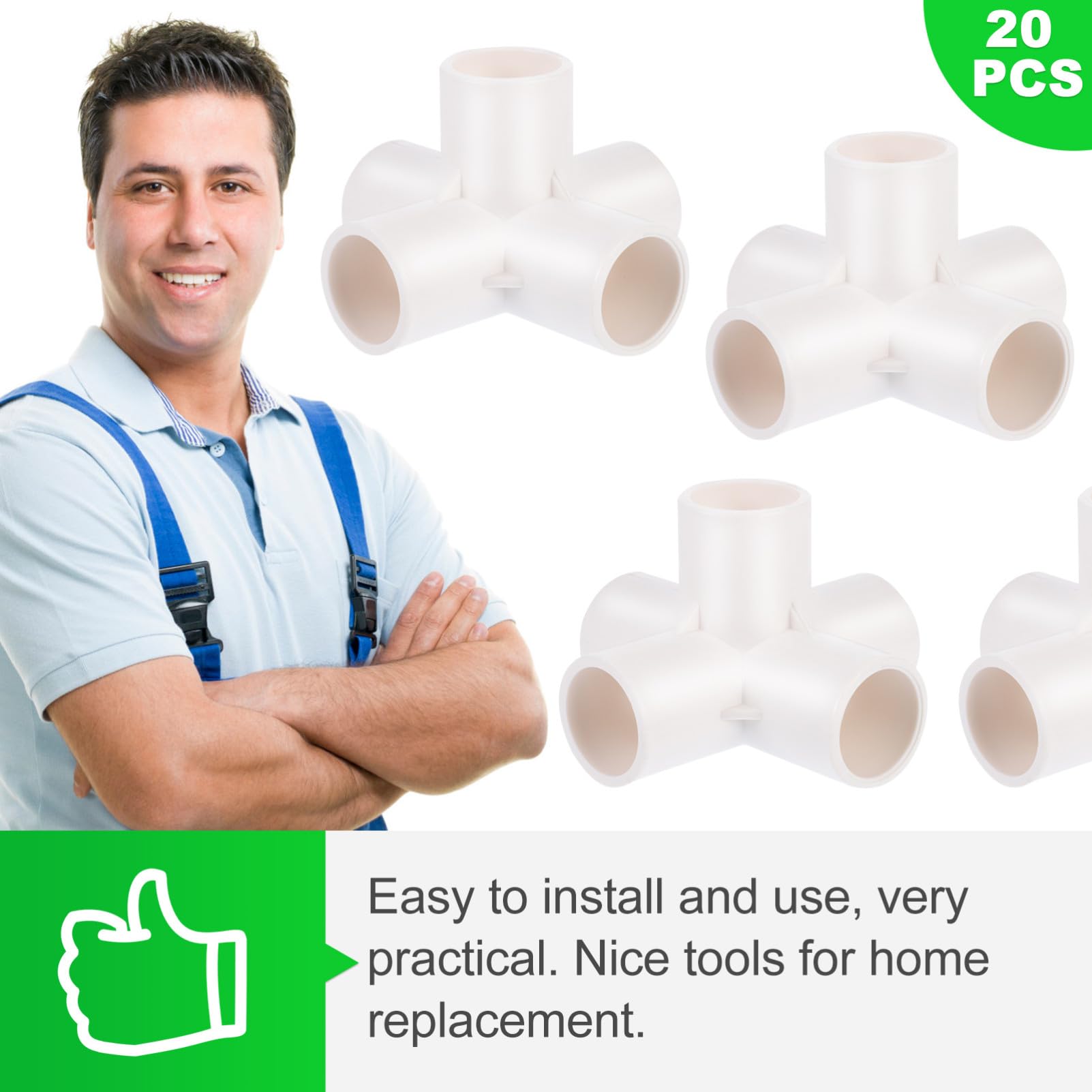 Raccordo per Acqua in PVC Bianco 20mm, 20 Pezzi, Connettore a 5 Uscite | Irrigazione Giardino e Prolunghe Domestiche, Giunzione Multiuso per Acqua e Tubo, Pvc Bianco, 5 Interfacce