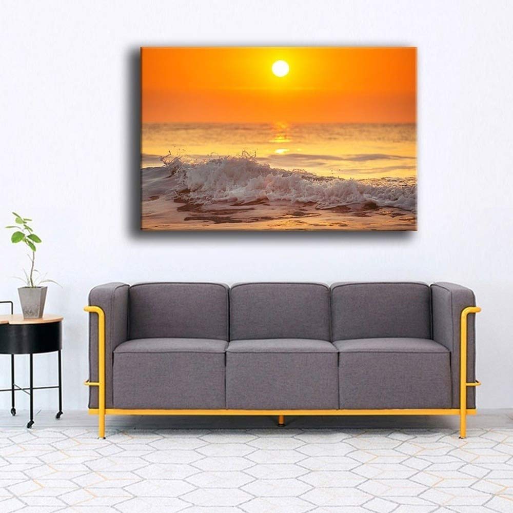Tableau vague océan encadré : impression sur toile paysage marin 40x60 cm
