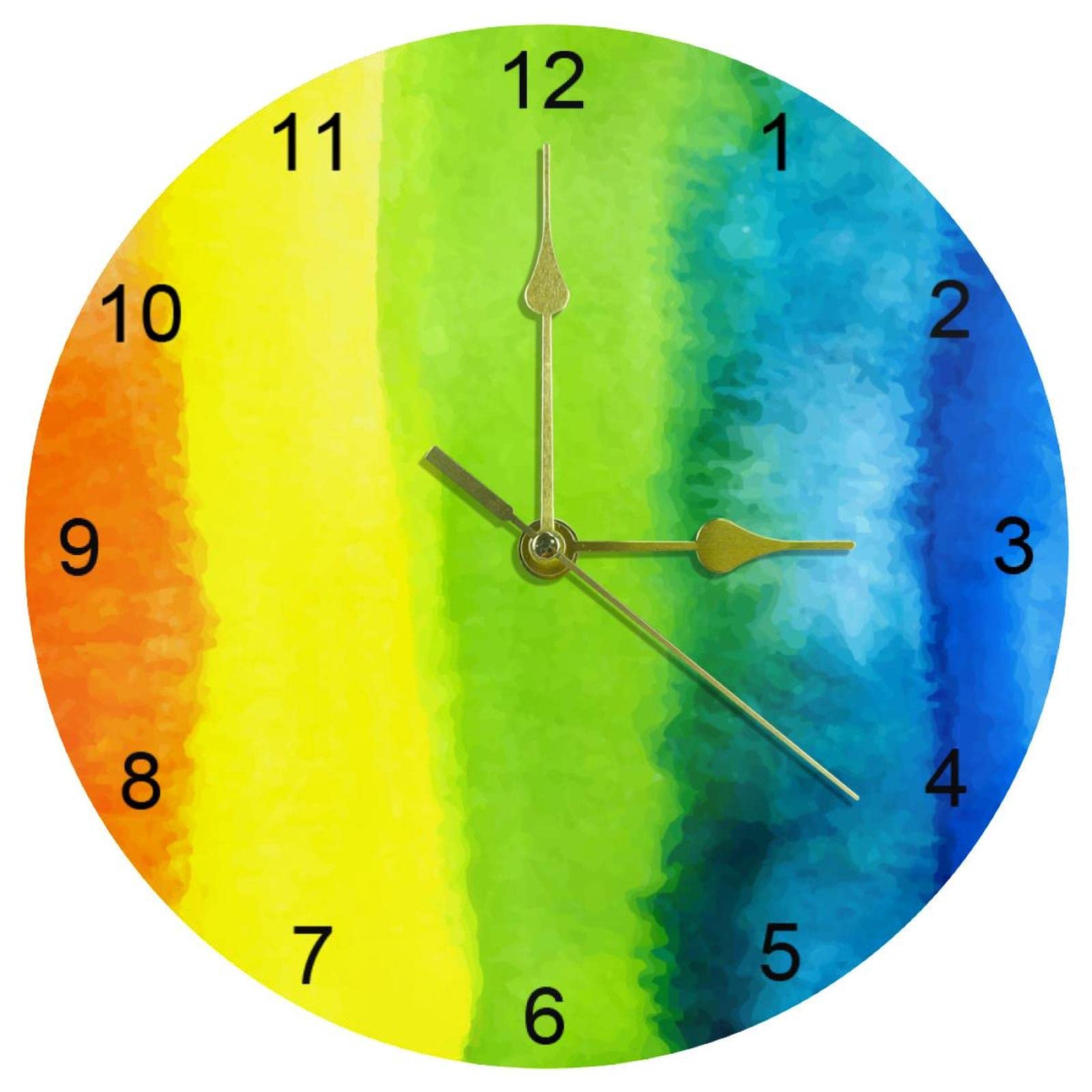 Horloge murale abstraite colorée ronde 25,4 cm design intérieur contemporain