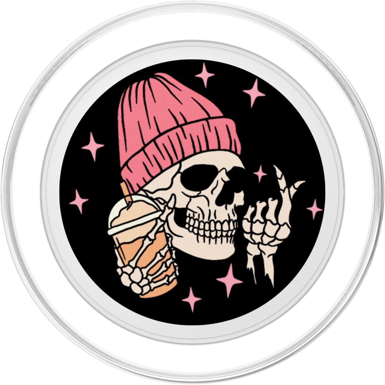 Skeleton Ice Coffee Lover PopSockets MagSafe PopGrip for iPhone