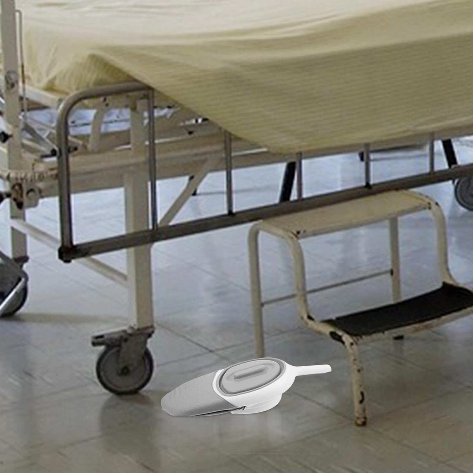 INOOMP Tragbare Bettpfanne mit Griff aus Langlebigem Kunststoff Leicht und Kompakt Rutschfest mit Glatten Kanten für Bettlägerige Patienten Ältere Menschen und Männer Praktisches