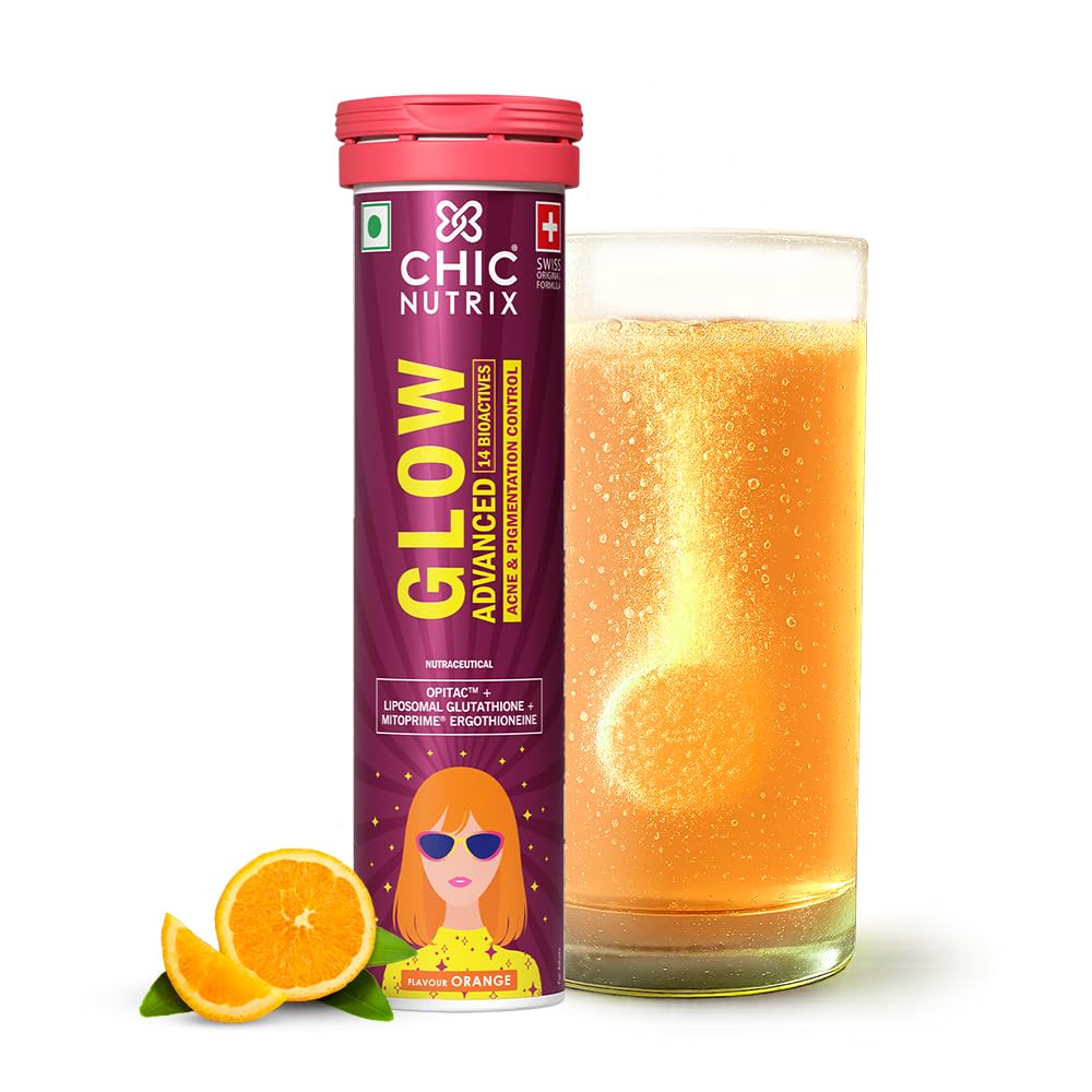 Chicnutrix Glow Advanced 580mg L-Glutathione for Faster Skin Glow & Anti-Pigmentation with 14 Bioactives - 15 tablets, Orange Flavor-picture-16