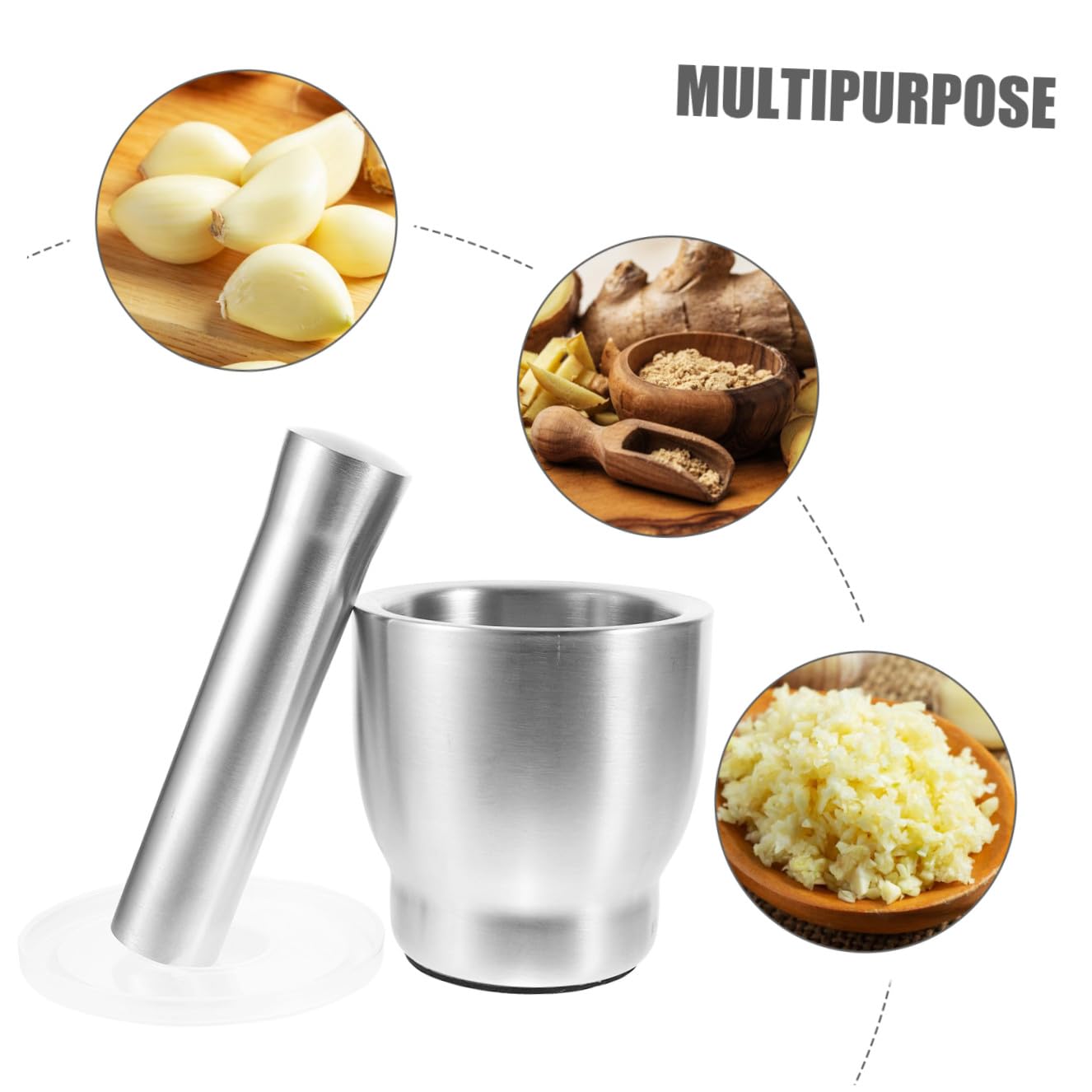 VICASKY Kartoffelstampfer aus Edelstahl Knoblauchpresse Pulverpresse für Gewürze Zuhause Kochen Mahlen von Pfeffer Kaffeebohnen Kartoffelpüree Babynahrung