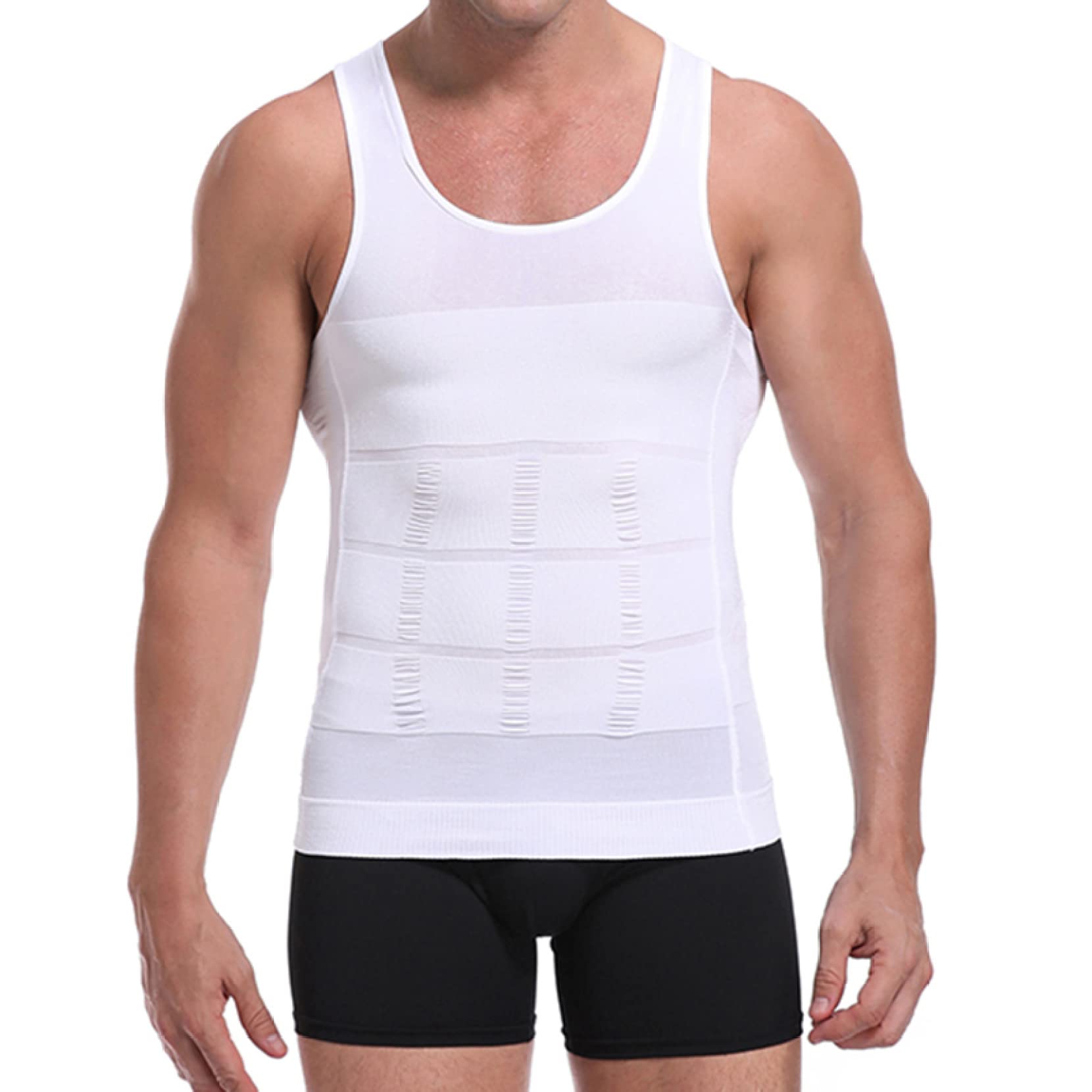 Męska koszula kompresyjna do podkoszulek bez rękawów z kontrolą brzucha, rozciągliwy podkoszulek Body Shaper - Letnia kamizelka fitness
