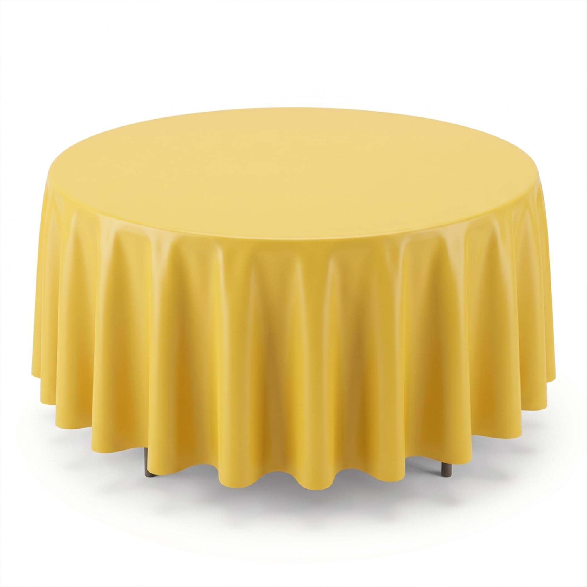 Venuscello 10 x Yellow Round Plastic Tablecloths Covers Reusable 84" (213cm) for Elegant & Durable Birthday & Events Table Decorations Home Use