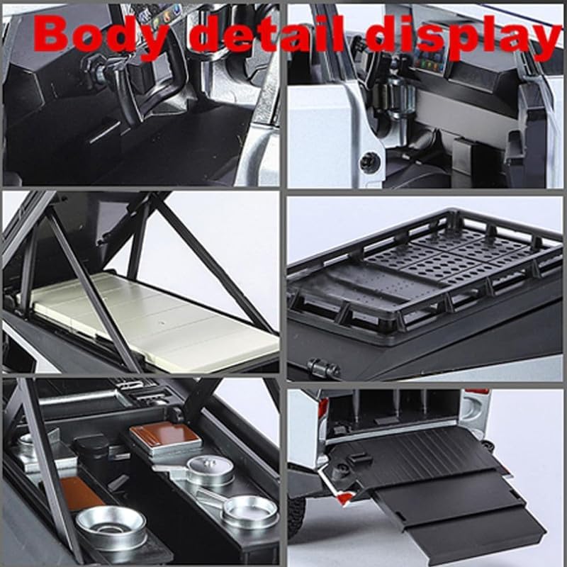 Image of 1:24 Scale Big Tesla Cyber Truck Pickup Camping RV Toy Car | Metal Pullback Diecast Car for Kids with Openable Doors, Sound, Light Effects Toy for Car (Color As Per Available), Black
