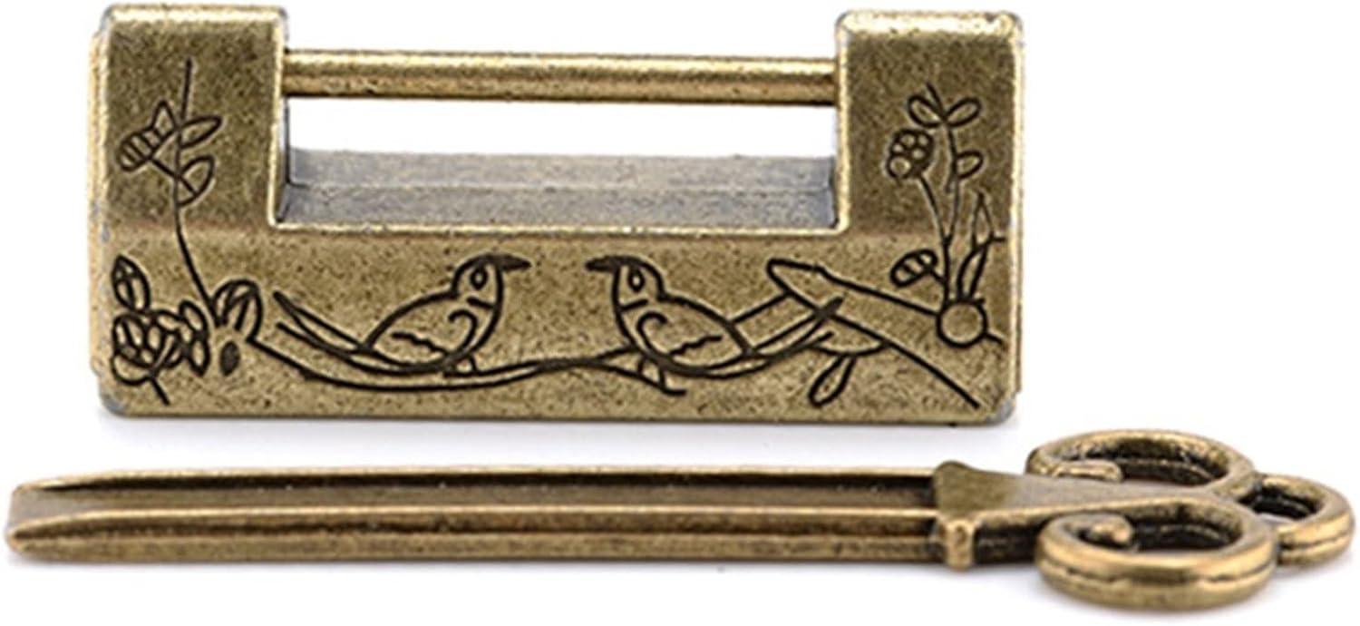 Zinc Alloy Chinese Old Lock Vintage Antique Lock Retro Keyer Padlock Jewelry Wooden Box Padlock Lock for Suitcase Drawer 1Pcs