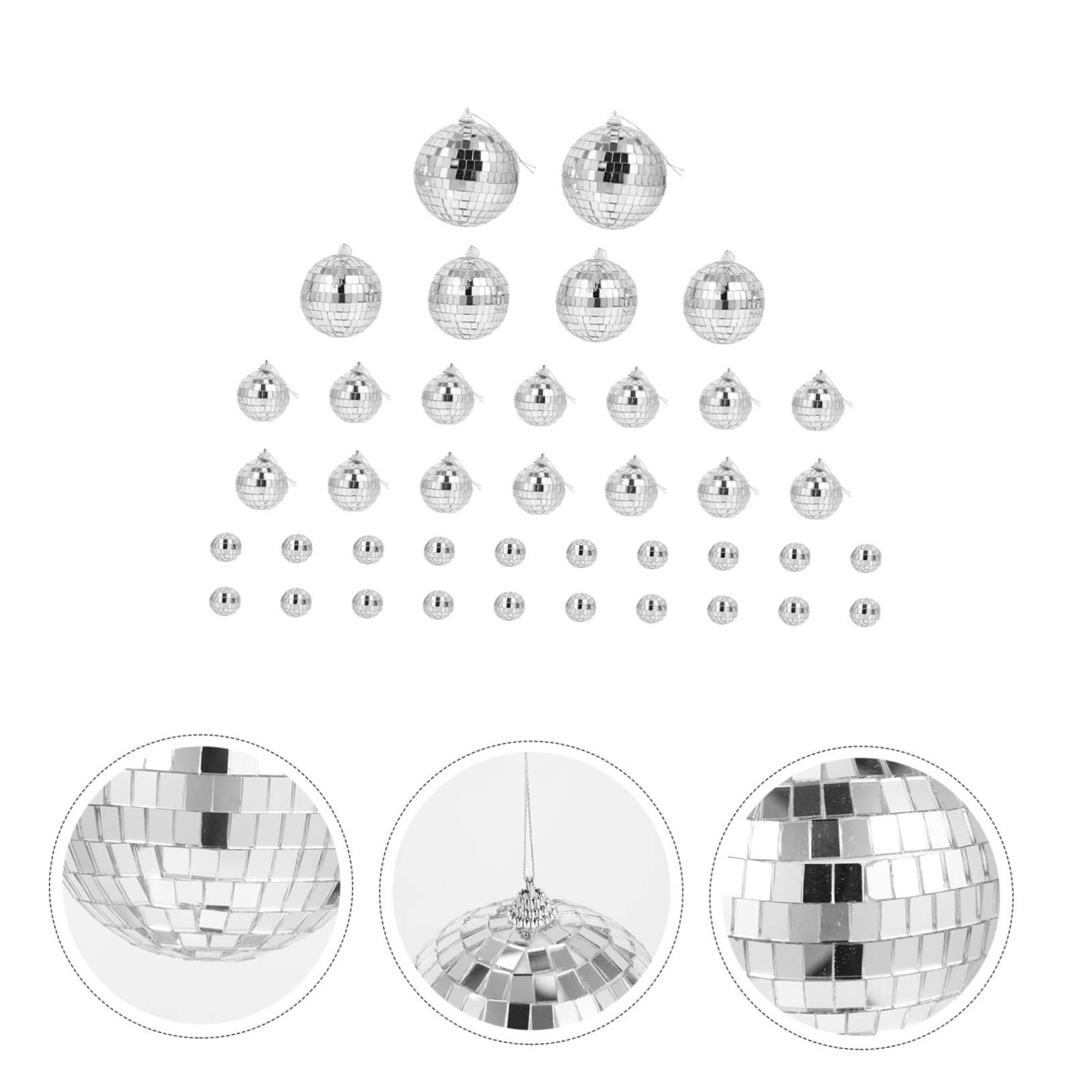 Boules à Facettes Disco Miroir 40 Pièces, Ornement Argenté