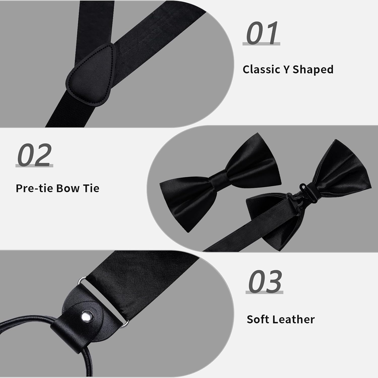 DiBanGu Mens Solid Adjustable Suspender Suspender with Bowtie Set | Mens Satin Y Shape Suspender Bowtie Set, Pre-tied Bow Ties for Men with Pocket Square, Lapel Pin and Cufflinks