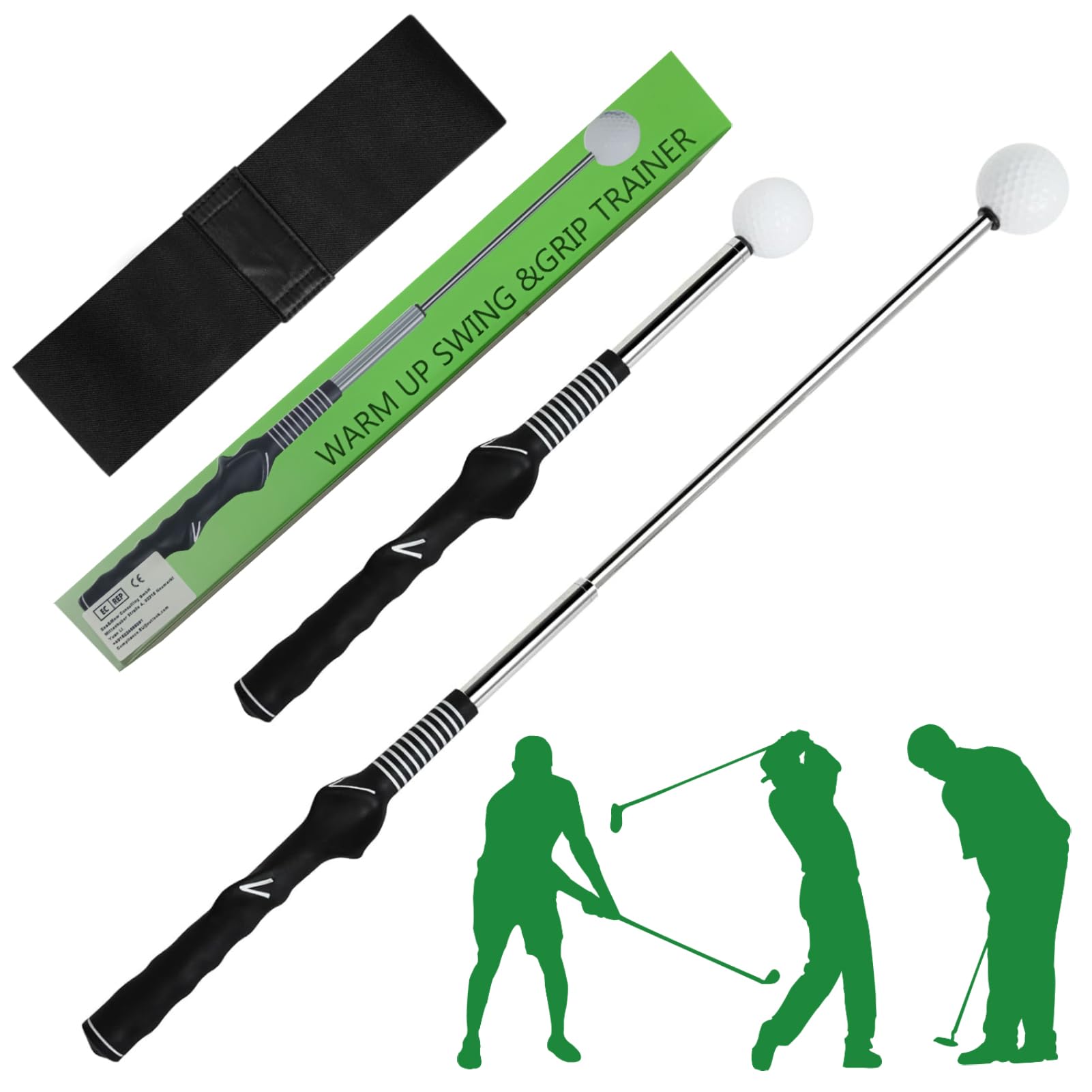 Aonuily Golf Swing Training Aid, Retractable Golf Grip Trainer with Arm Band Adjustable Alignment Stick Golf Swing Trainer for Men Women Gift