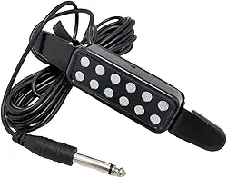 Captador de guitarra com 12 furos de som, transdutor elétrico acústico, presente com cabo de áudio para performance em palco, músico de violão, Prata