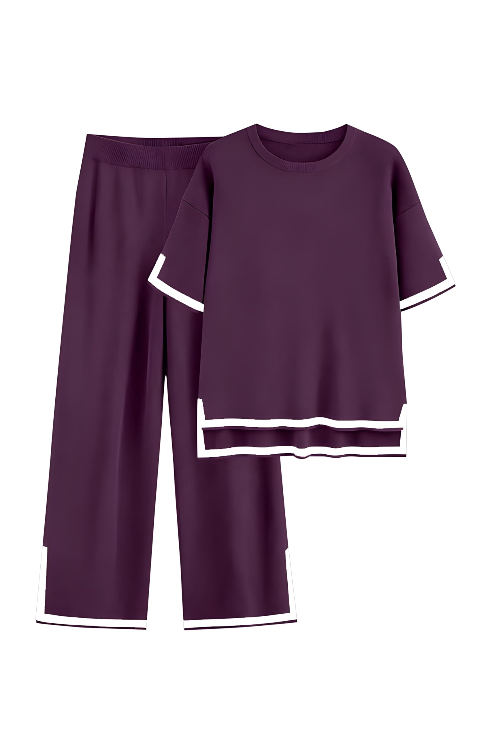 Women's Purple 2-Piece Top and Wide Leg Pants Set-picture-43