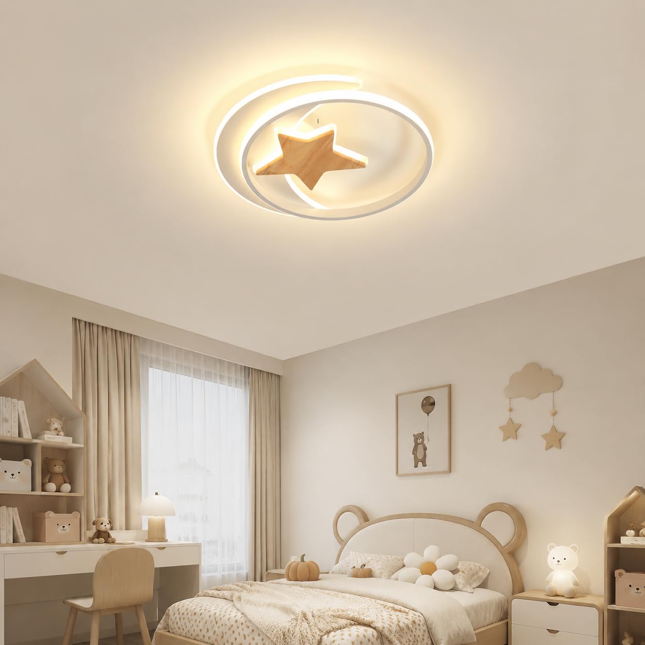 Lampara Infantil Techo, 50CM 42W Lámpara de Techo LED Regulable con Control Remoto 3000-6000K Plafón LED Techo para Cuarto de Niños Dormitorio Sala de Estar