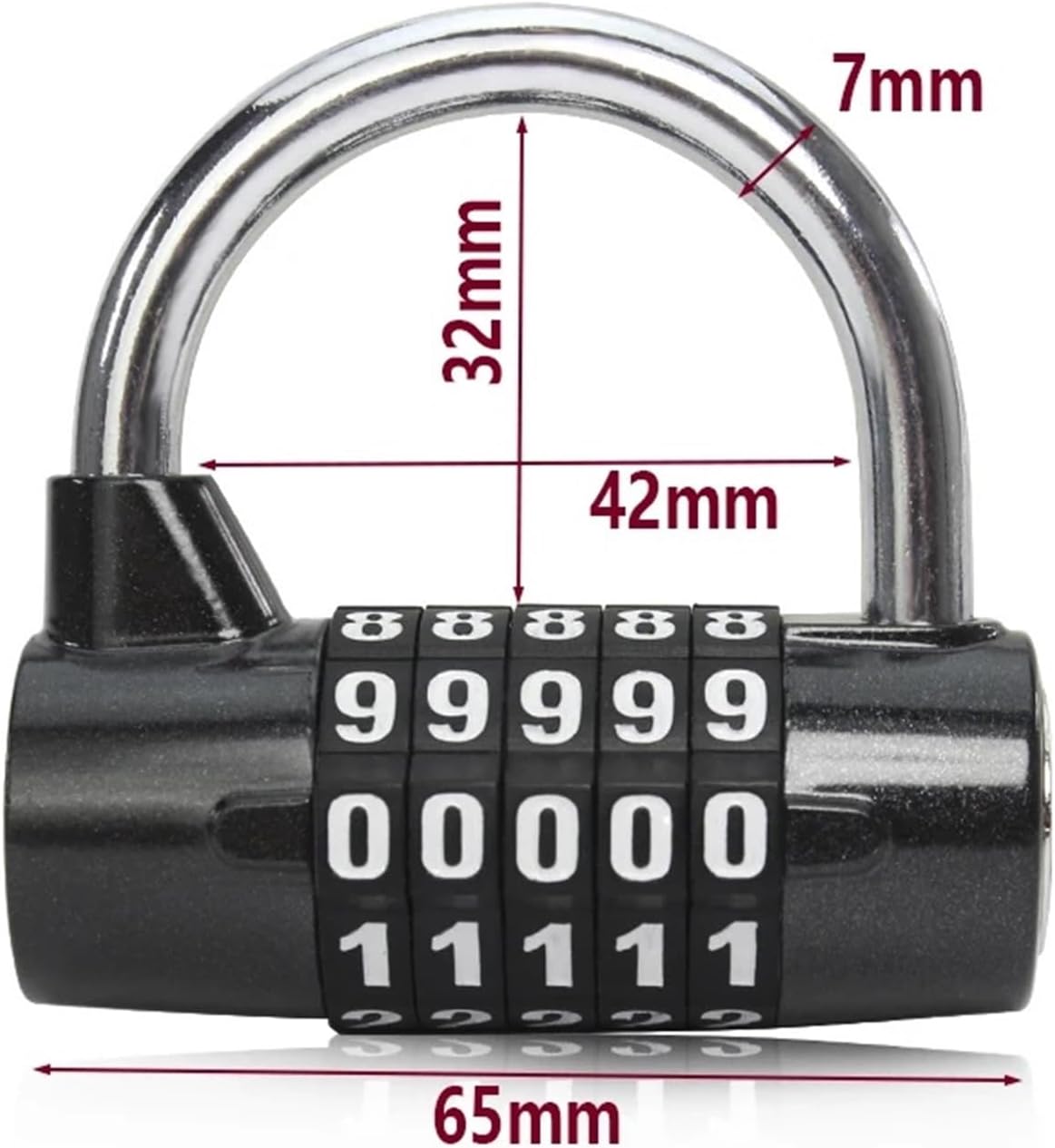 Combination Padlock 5Digital Code Lock for Suitcase Luggage Locker ZS50 1Pcs(Black)