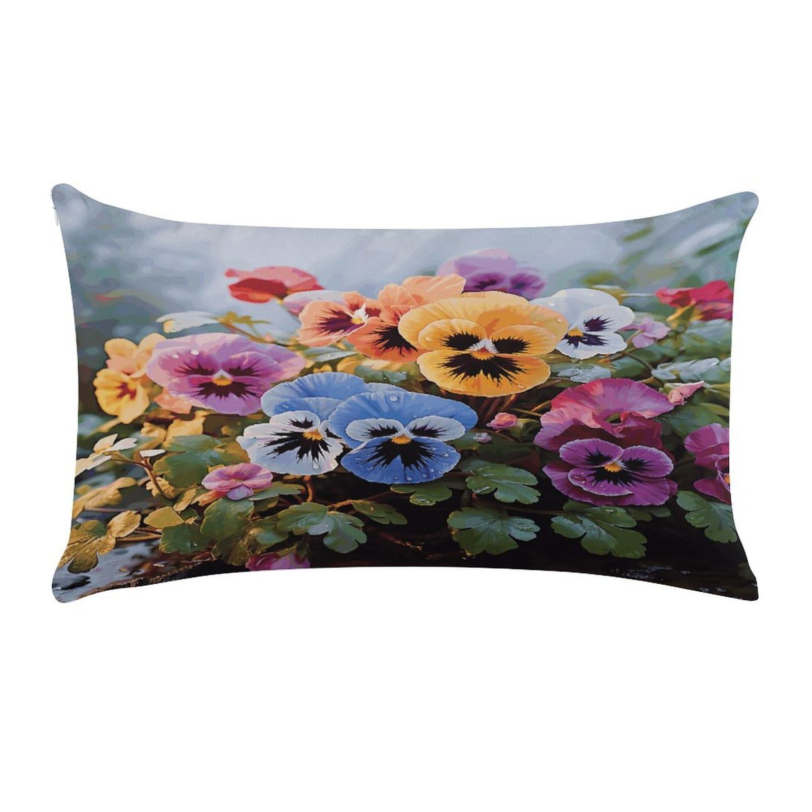 FodPand Pansy Flowers Throw Pillow Covers Rectangular Pillow Case Short Plush Pillowcase Cozy Pillow Protector Pillow Shames Soft Cushion Cases Decor Lumbar Pillow Shell 12"X20"