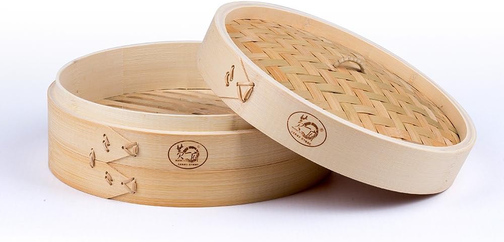XMYZ 1 Tier + 1 Lid Home Bamboo Steamer Chinese Traditional Kitche