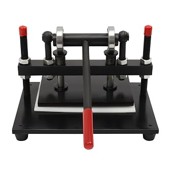 Leather Cutting Machine, Hand Press Embossing Manual, Clicker Press, 26x16cm Heavy Duty Leather Embossing Machine, with Anti Slip Feet and Nylon Pad, 2T Load Bearing Capacity, for Cut Leather, Paper