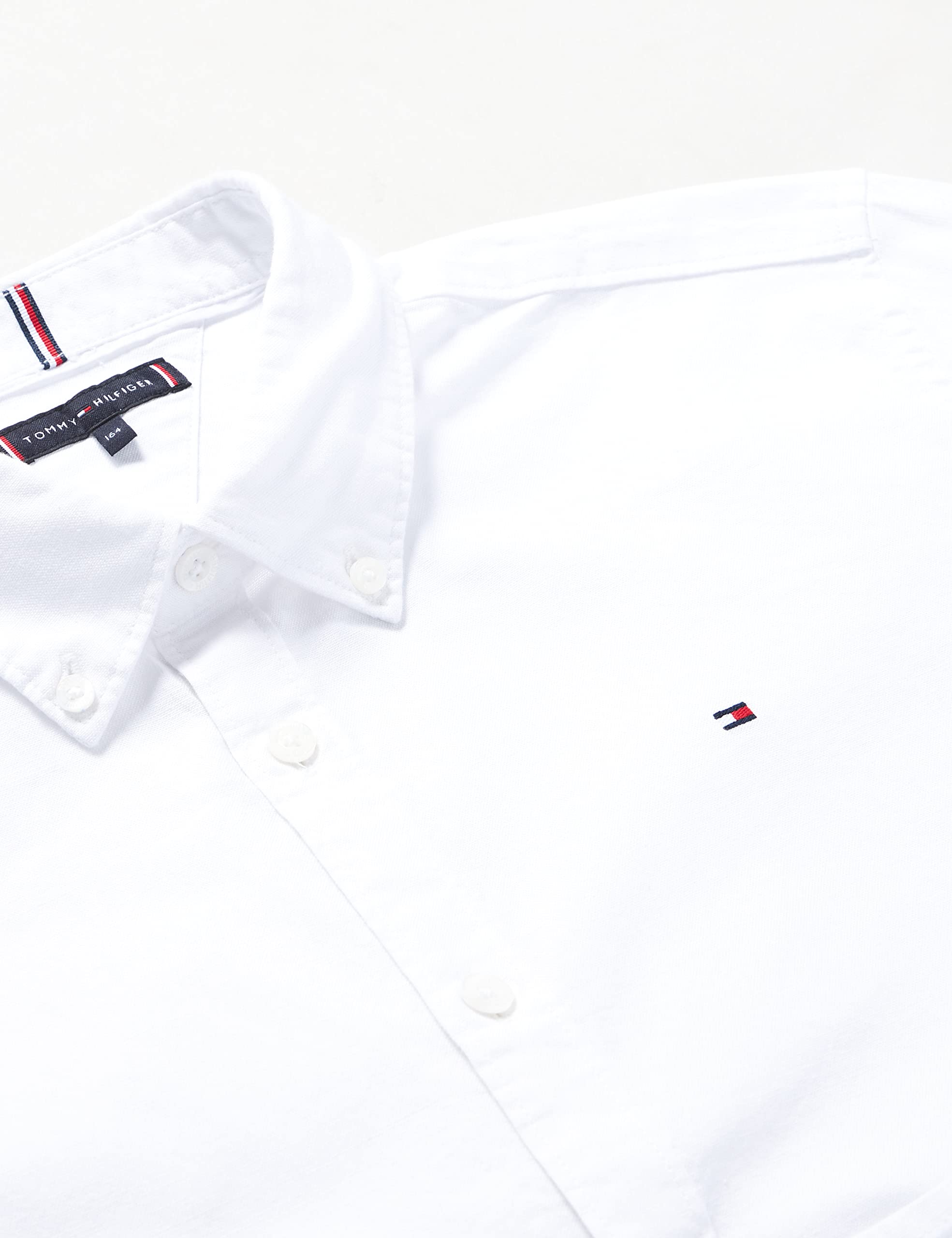 Tommy Hilfiger Bambino Camicia Oxford Elasticizzata, Bianco (White), 6 Anni