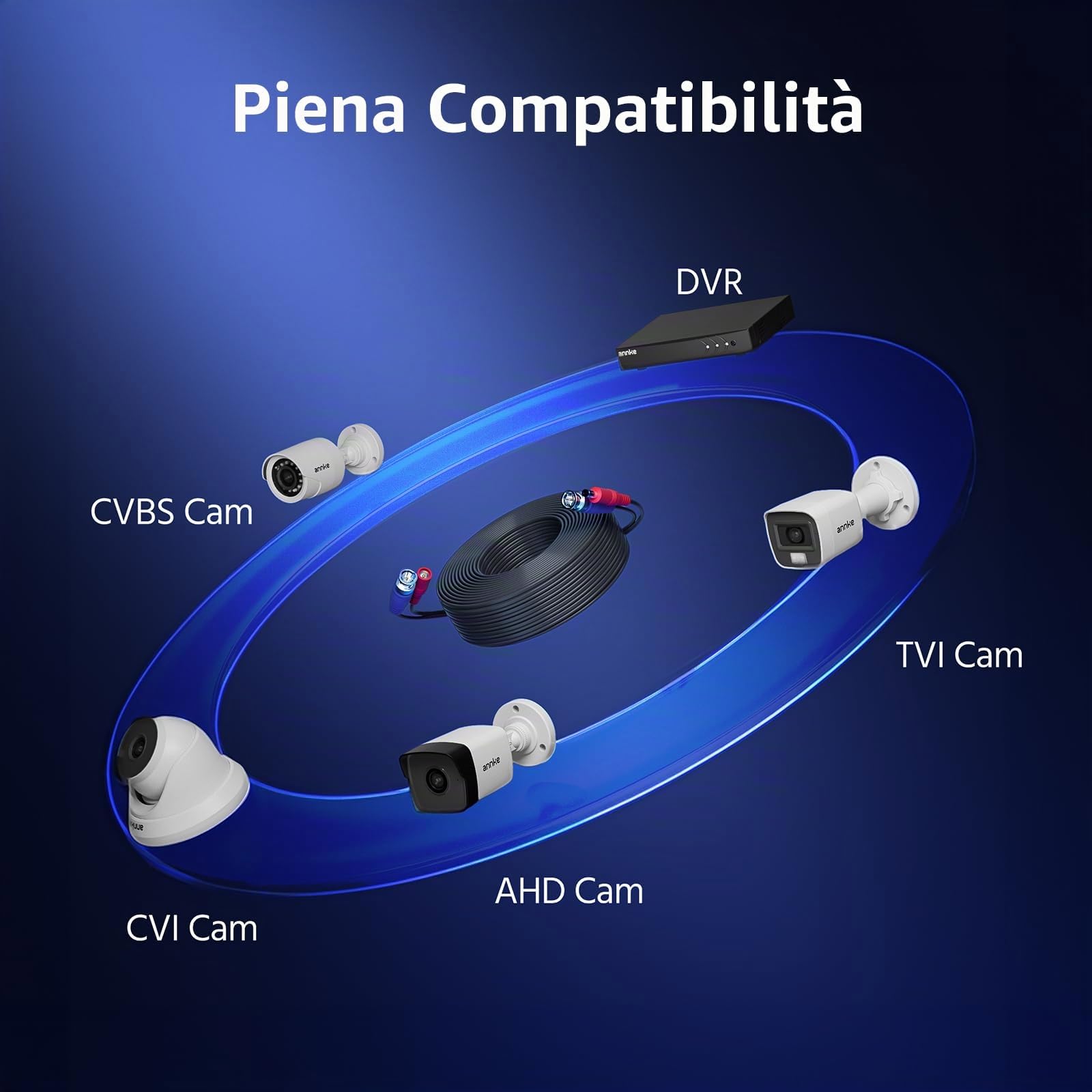 ANNKE Cavo di Alimentazione Video CC HD/AHD/TVI da 30 m/100 Piedi, Cavi di Estensione BNC per Telecamere di Sorveglianza per l'installazione del Sistema DVR di Sicurezza CCTV (nero)