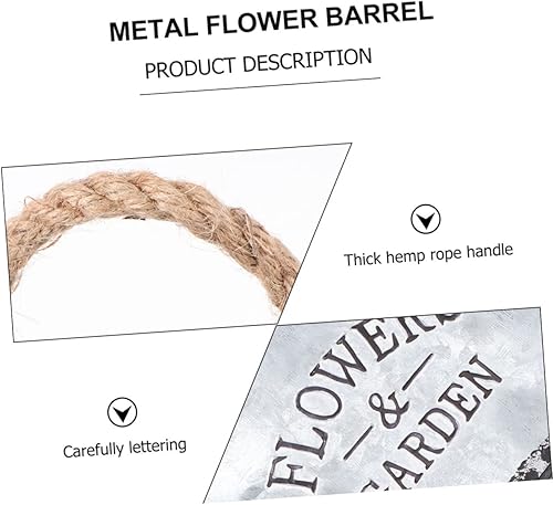 Miniatura 4 de NOLITOY Sheet Rustic Flowerpot Metal Tub Garden Bucket Country Pitcher Vase Flower Metal Bucket Vase French Flower Vases Umbrella Stand Rack