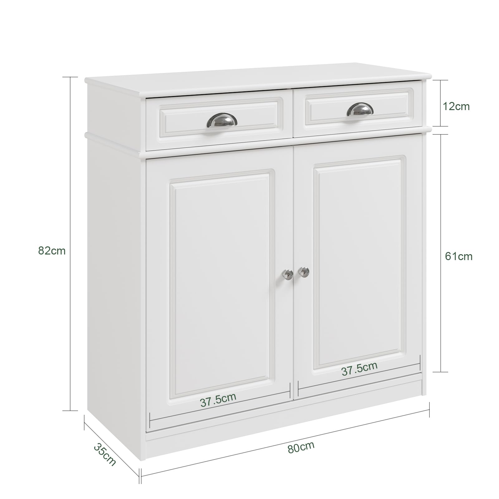 SoBuy Scarpiera Ingresso, Mobile Ingresso per 12-15 Paia di Scarpe, Scarpiera Bianca, Credenza per Corridoio, Soggiorno o Cucina, MDF (E1) - 80x35x82cm FSB104-W