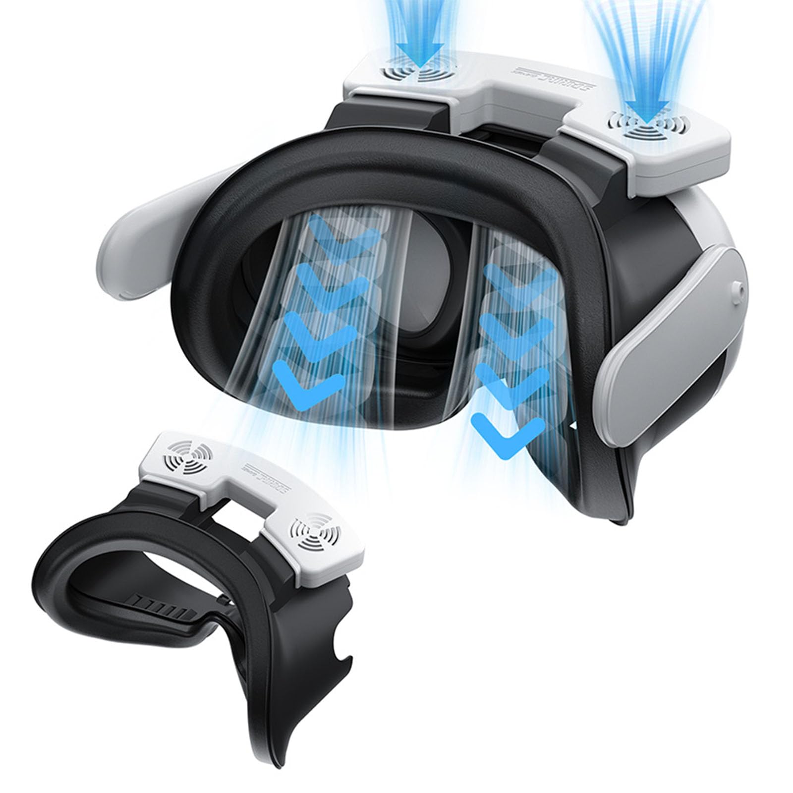 VR Double ventilateur de refroidissement compatible avec Meta Quest 3, circulation de l'air, retrait rapide, anti-buée, interface faciale, masque facial pour Meta Quest 3 uniquement
