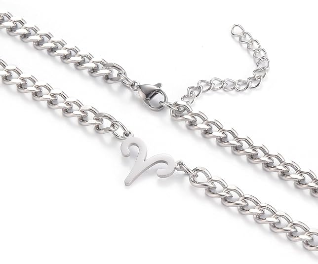 Zodiac Sign Pendant Necklaces for Women Men Stainless Steel Leo Constellation Horoscope Astrology Jewelry, 6.5mm Diamond Cut Cuban Link Curb Chain 18+2 inches