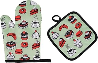 PHILSP Seria deserowa rękawice do piekarnika i uchwyty do garnków zestaw antypoślizgowe rękawice kuchenne ciepłe podkładki wewnętrzna warstwa bawełniana, do gotowania grilla prezent 4