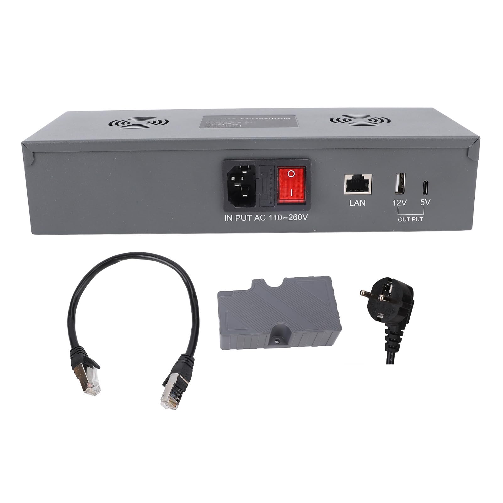 Generic Gigabitowy Iniektor PoE Moc Wyjściowa 150 W dla Anteny Satelitarnej V2 5 W 1 Ethernet - żelazo (wtyczka UE)