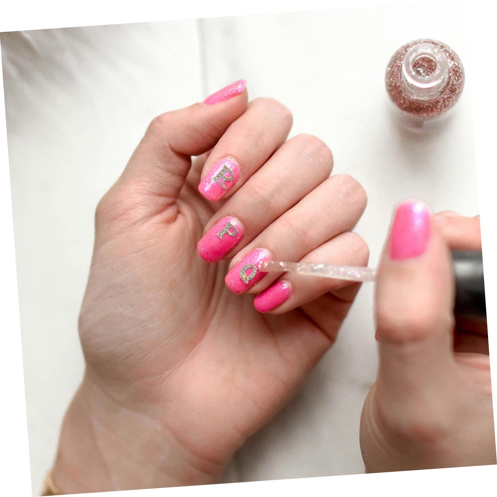 TOVINANNA Nail Charms Glue Included Letter Charm Set Manicure Decoration for Women