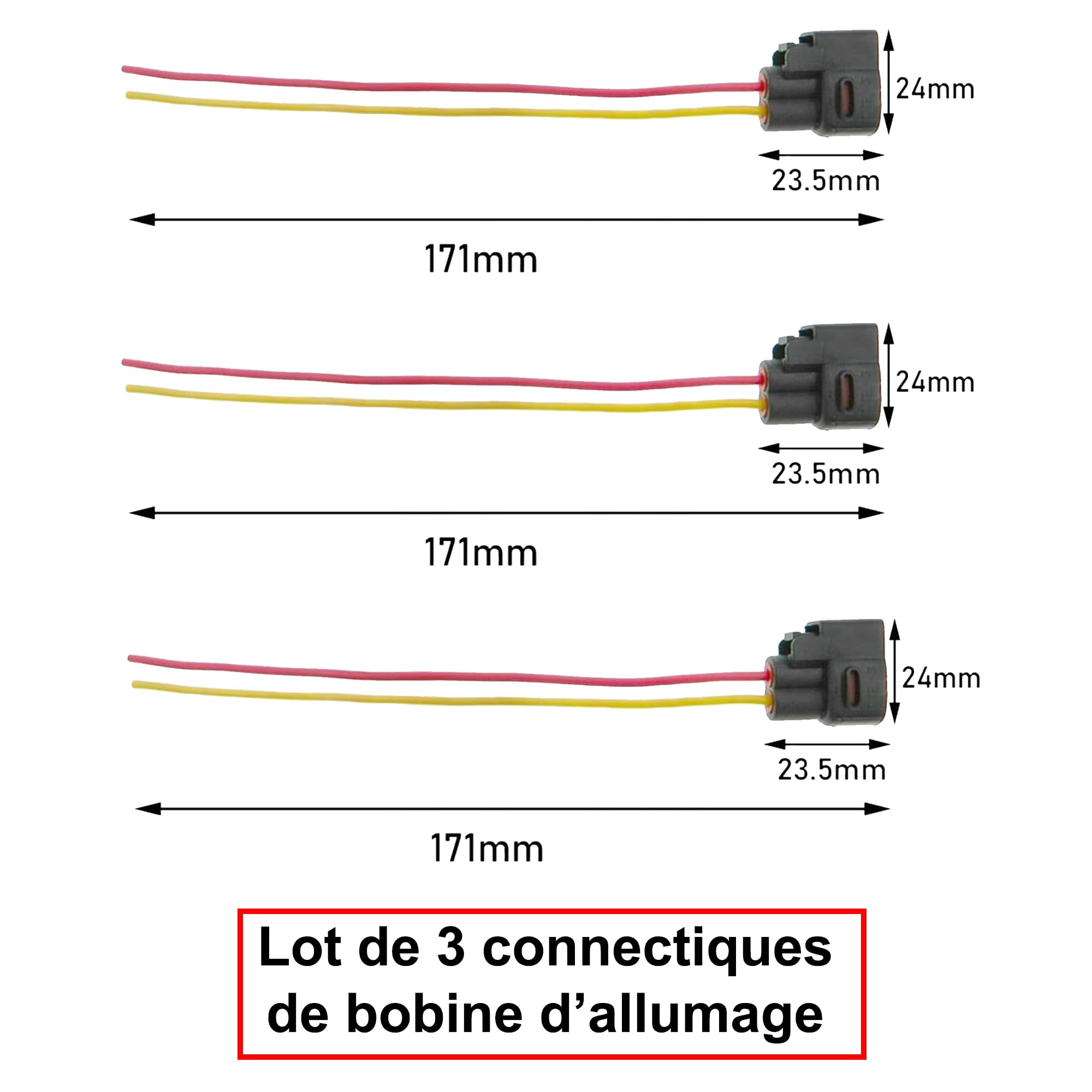 Partsline (Lot de 3) Connectique Bobine Allumage compatible avec Duster Sandero Kubistar Primastar Vivaro A Clio Espace Fluence Kangoo Laguna Modus Scénic Trafic II – 224333529R 8200154186