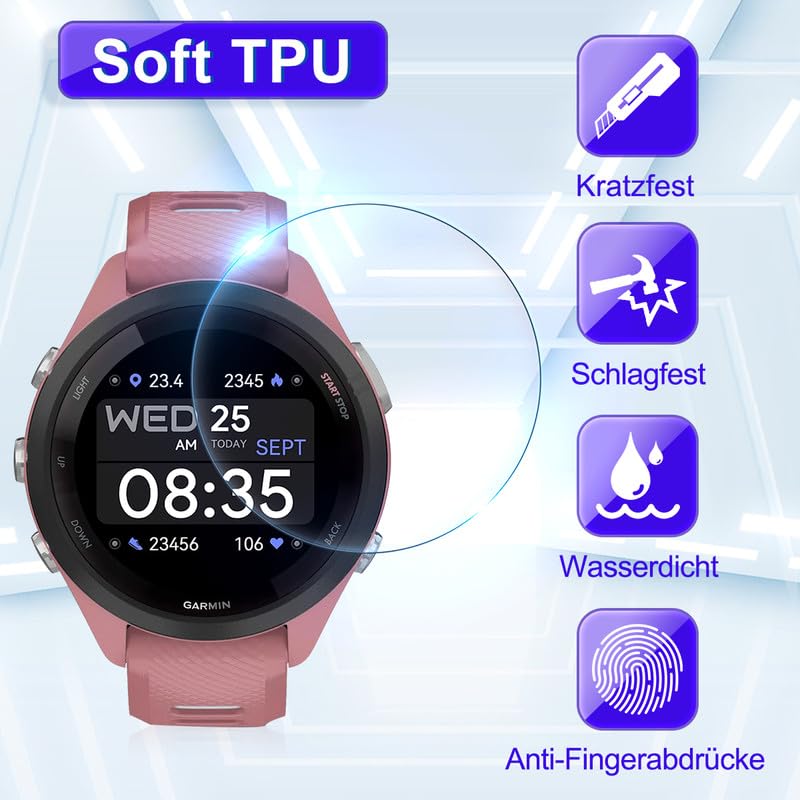 4 sztuki folii ochronnej do Garmin Forerunner 965 ochrona ekranu, 0,33 mm, łatwa instalacja ochrona do Garmin Forerunner 965, folia zapobiegająca pozostawianiu odcisków palców, HD TPU, miękka folia na