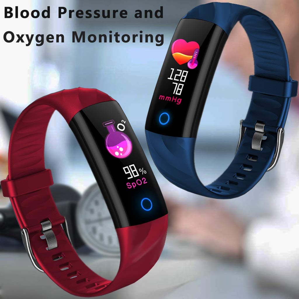 Monitores de actividad Bluetooth Smart Watch Fitness Tracker IP67 impermeable con ritmo cardíaco Monitor de suspensión, contador de pasos, rastreador de actividades, podómetro for mujeres hombres ( Co