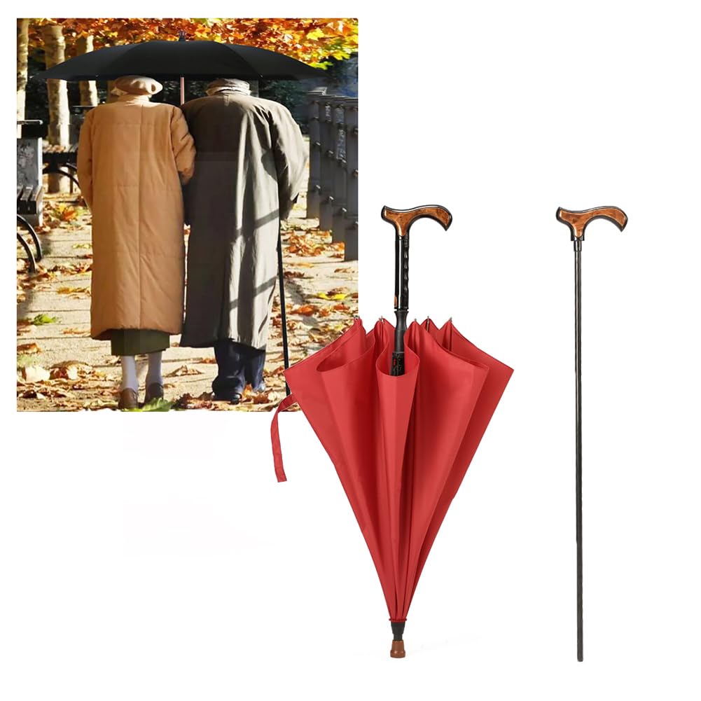 Wiatroodporny parasol walkingowy z odpinanym uchwytem Crh, antypoślizgową ergonomiczną przyczepność, 86cm Protect Cane dla seniorów, lekkie i przenośne narzędzie podwójnego zastosowania