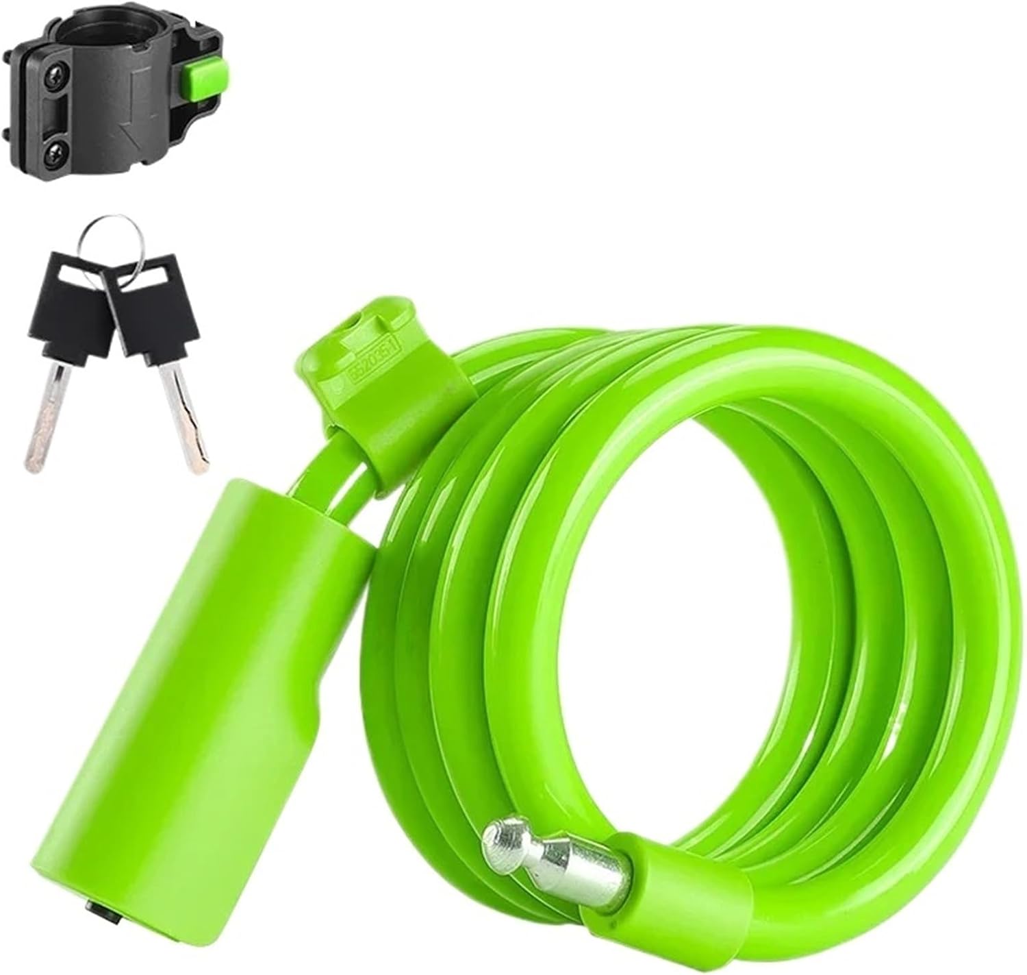 1pcs Multicolor Bicycle Cable Lock Portable Anti-Theft Wire Lock Bike Cycling Lock(Green 2 Keys)