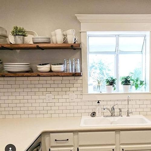 Miniatura 6 de Soportes de estante de 12 pulgadas, soporte flotante de metal negro resistente, soporte decorativo de hierro rústico en L con labiogancho, soportes