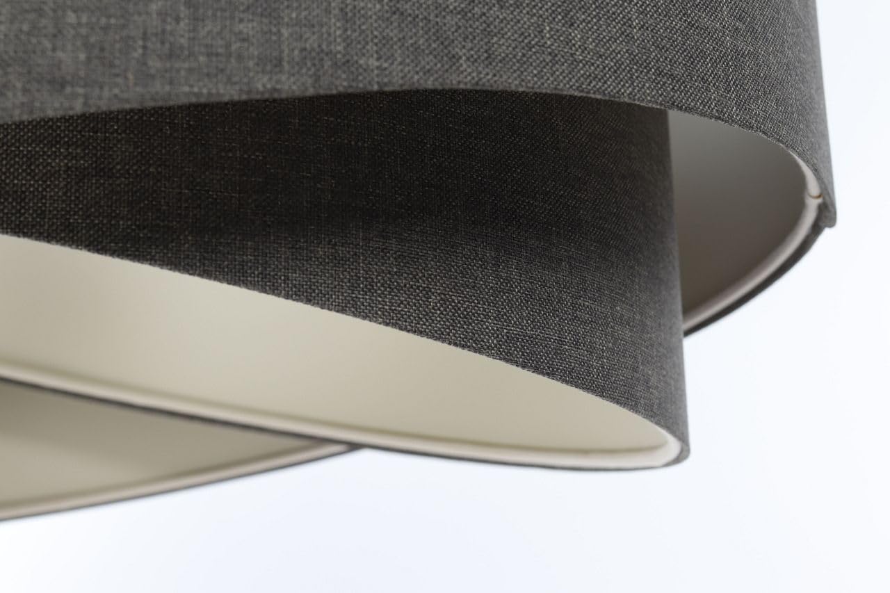 Licht-Erlebnisse Pendelleuchte rund D: 50 cm Grau Stoff Schirm E27 Modern Höhe verstellbar Boho Hängelampe Wohnzimmer Hängeleuchte Schlafzimmer