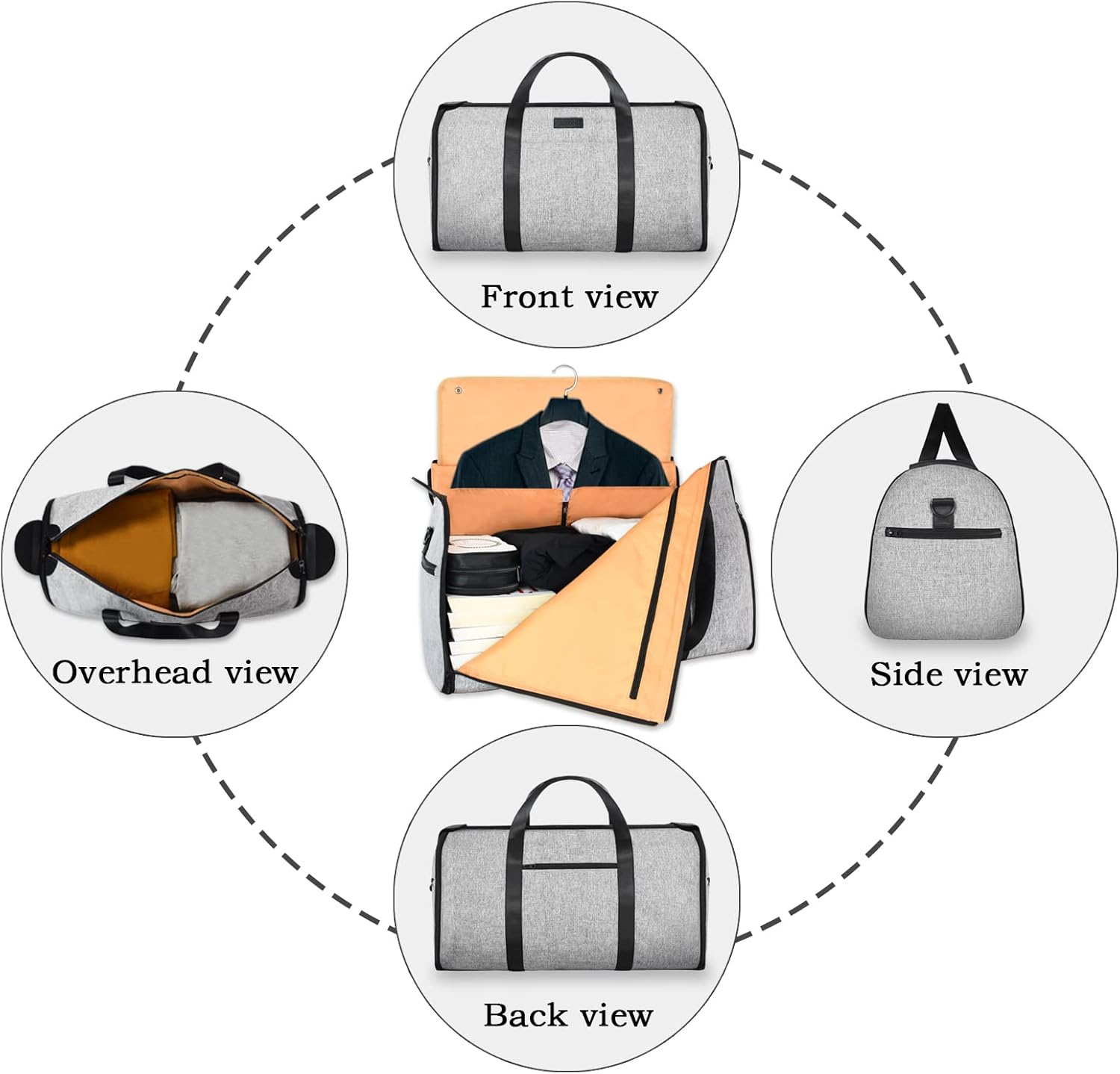 review Carry On Garment Bag - Garment Bags for Travel,Suit Bags for Men Travel,Halfday Garment Duffle Bag for Men Women,with Adjustable Shoulder Strap,Grey