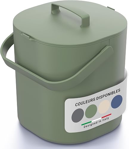 ® Poubelle Compost Cuisine 6L avec Couvercle Anti-Odeur et T PTMS
