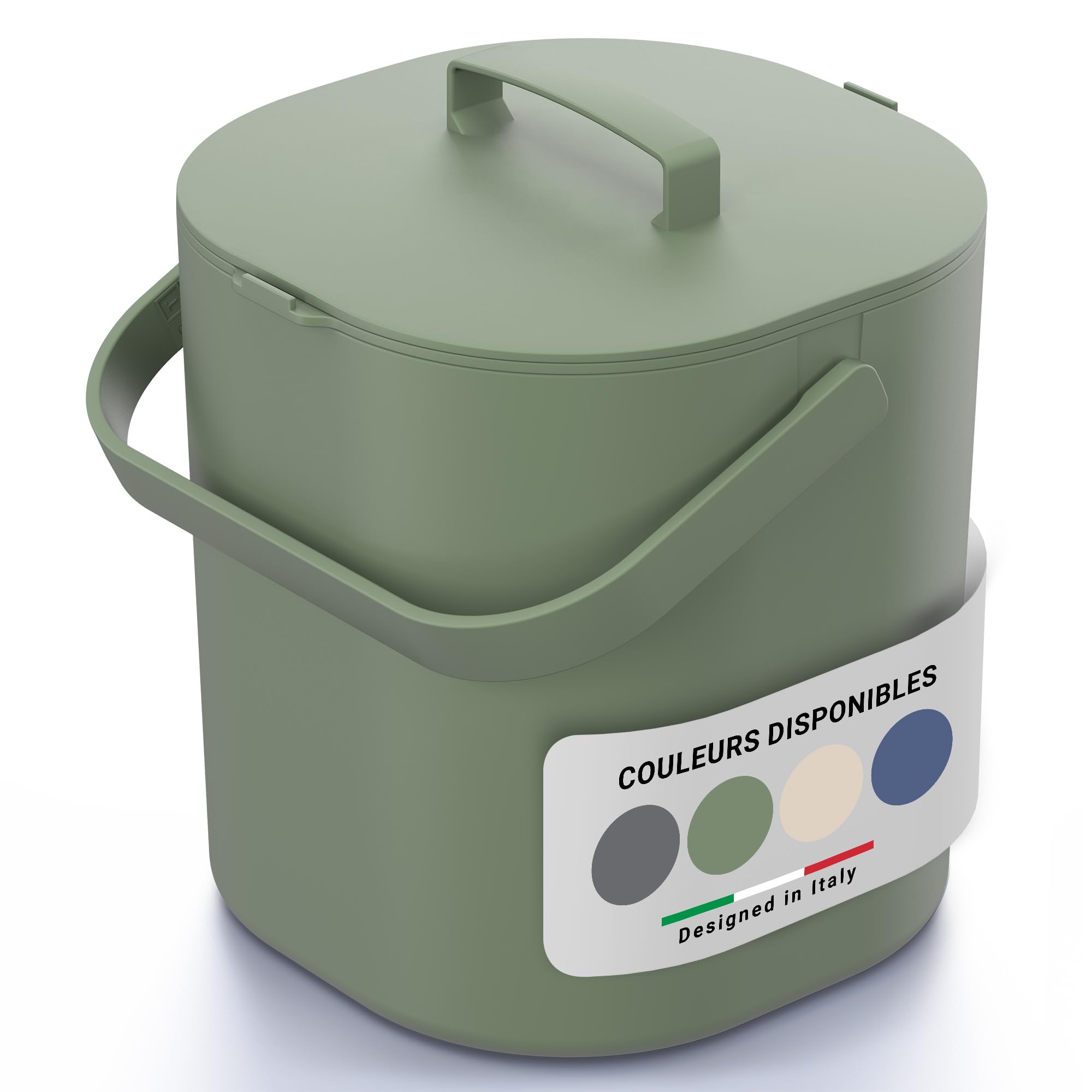 Poubelle Compost Cuisine 6L avec Couvercle et Grille - Lavable Lave-Vaisselle Anti-Odeur