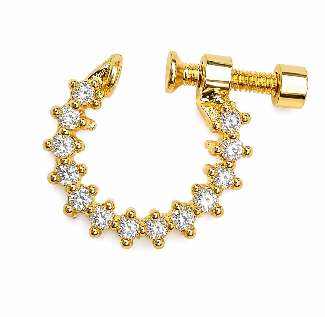 kamak Gold Plated Non-Piercing Nose Ring for Women | Stone Septum Screw | Non-Piercing | Traditional Indian Bridal & Event Wear Nose Jewelry-picture-0