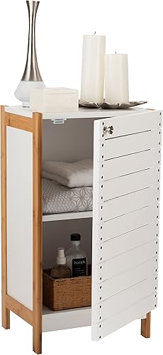 Miniatura 4 de Organize It All Gabinete de piso de bambú de 2 estantes, Dimensiones: 14.57 x 12.60 x 26.97, marco de bambú, organización de almacenamiento, espacio