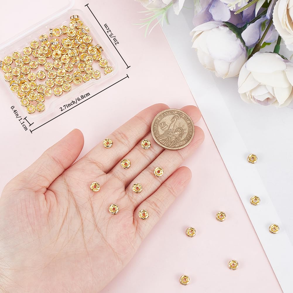 1 Boîte De 100 Perles Rainurées En Laiton Plaqué Or 18 Carats